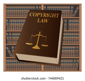 Copyright Law is an illustration of a copyright law book used by lawyers and judges. Represents legal matters and legal proceedings.