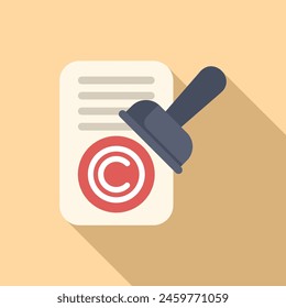 Copyright law stamp paper icon flat vector. Civil tax. Practice equality