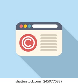 Copyright law web page icon flat vector. Online protection. Data content