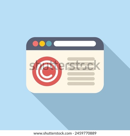 Copyright law web page icon flat vector. Online protection. Data content
