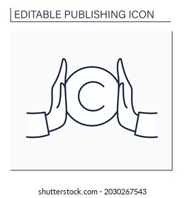 Copyright line icon. Copyright law. Intellectual property. Author rights on products. Authorship. Publishing concept. Isolated vector illustration. Editable stroke