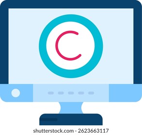 Design de ícone de vetor de linha de direitos autorais