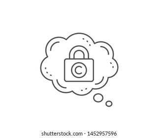 Copyright locker line icon. Chat bubble design. Copywriting sign. Private Information symbol. Outline concept. Thin line copyright locker icon. Vector