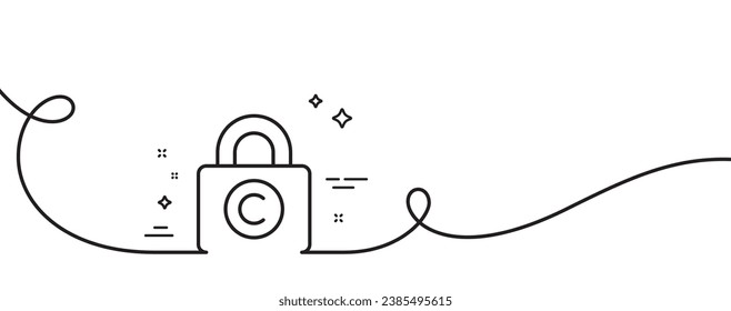 Copyright-Schließfächer-Symbol. Kontinuierlich eine Linie mit curl. Schreibzeichen. Symbol für Privatinformationen. Copyright-Schließfach mit einem Rahmenband. Loop-Kurve Muster. Vektorgrafik