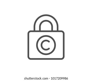 copyright locker line icon. Copywriting sign. Private Information symbol. Quality design element. Editable stroke. Vector