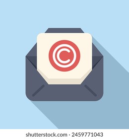 Copyright mail tax icon flat vector. Composition license. Intellectual property