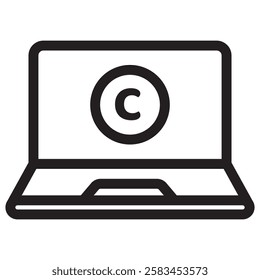 Copyright mark, trademark symbol, license, intellectual property sign. Outlined vector illustration.Transparent isolated background. Vector illustration