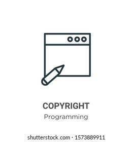 Copyright outline vector icon. Thin line black copyright icon, flat vector simple element illustration from editable seo concept isolated on white background
