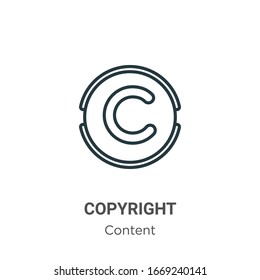 Copyright outline vector icon. Thin line black copyright icon, flat vector simple element illustration from editable content concept isolated stroke on white background