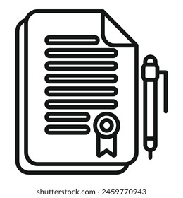 Derechos de autor papeles icono esquema Vector. Protección de la propiedad. Documentos de datos