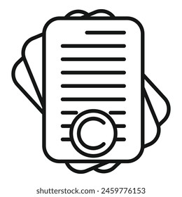 Copyright papers icon outline vector. Approved brand client. Justice information