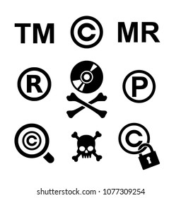 Copyright and piracy icon set vector