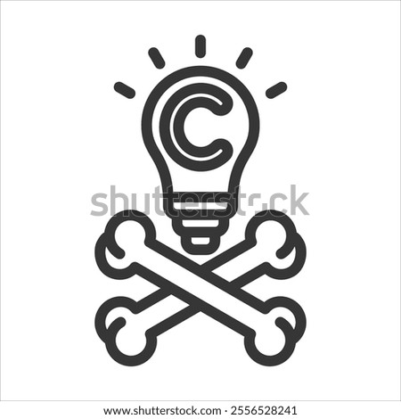 Copyright Piracy Outline Icon Vector Illustration