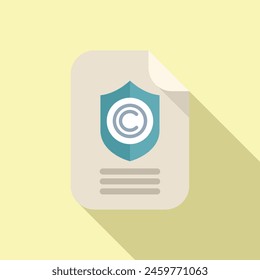 Copyright protection document icon flat vector. Online right. Composition smart rule