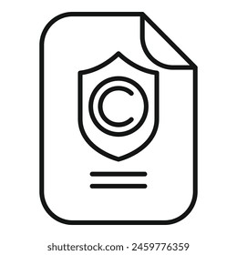 Copyright protection document icon outline vector. Online right. Composition smart rule