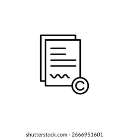 Icono del esquema del documento de la protección del Derechos de autor, símbolo de los Derechos de propiedad intelectual