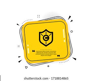 Icono de protección de derechos de autor. Burbuja del discurso de cita.Signo de copia. Símbolo de escudo. Marcas de cotización. Icono clásico de protección de derechos de autor. Vector
