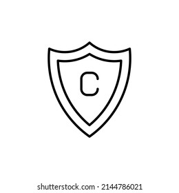 Icono de Protección de derechos de autor en vector. logotipo