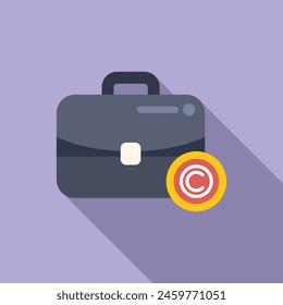 Copyright protection law bag icon flat vector. Business practice. Legal justice