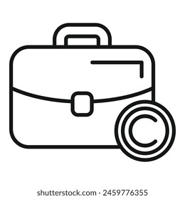 Copyright protection law bag icon outline vector. Business practice. Legal justice