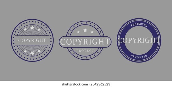 Copyright Protection Seal Vector Badges in EPS Format for Legal and Intellectual Property Use on Digital and Print Designs