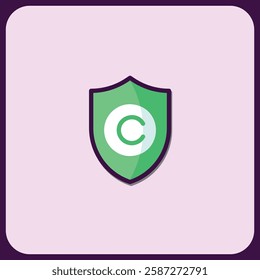 Copyright Protection Shield Icon Graphic