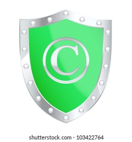 Copyright protection shield. Vector illustration