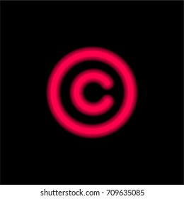 Copyright red glowing neon ui ux icon. Glowing sign logo vector