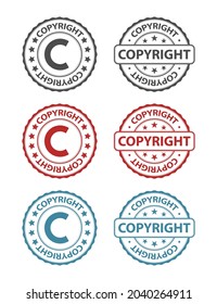 copyright rubber stamp icon isolated on white background