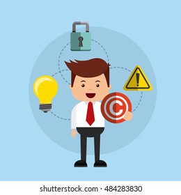 copyright set flat icons vector illustration design