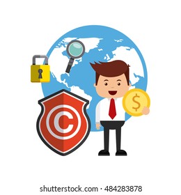 copyright set flat icons vector illustration design