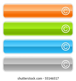 Copyright sign web 2.0 navigation panel. Colored glossy internet buttons with shadow on white background