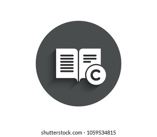 Copyright simple icon. Copywriting or Book sign. Feedback symbol. Circle flat button with shadow. Vector