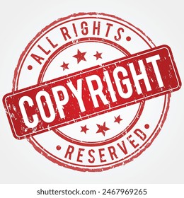 Copyright  Stamp in Red Shade with Grunge Look