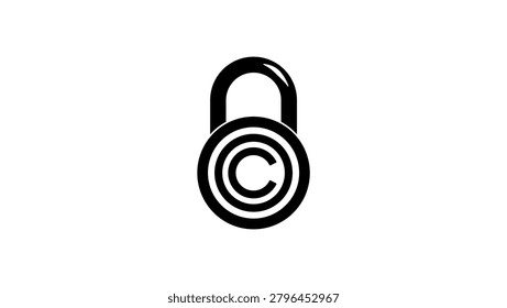 copyright symbol, black isolated vector silhouette