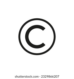copyright symbol, button. Vector illustration. EPS 10.