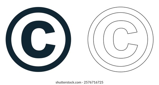 copyright symbol, C icon vector pictogram symbol ui and ux design, glyphs and stroke line