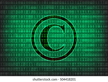 Copyright Symbol with digital decimal number background 
