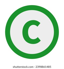 Copyright Symbol In Green Circle Line Shape For Trademark Legal Intellectual Property
