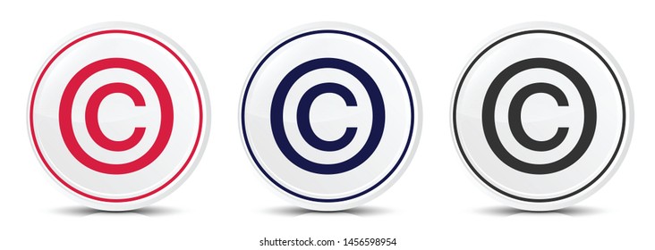 Copyright symbol icon crystal flat round button set illustration design isolated on white background