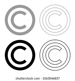 Copyright symbol icon set grey black color