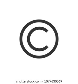 Copyright symbol icon. Vector illustration, flat design.