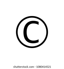 Copyright symbol icon. Vector illustration, flat design.