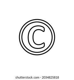 Icono de símbolo de derechos de autor, ilustración de vector de icono de derechos de autor