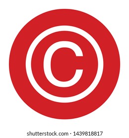 Copyright symbol icon vector isolated on flat red round button illustration