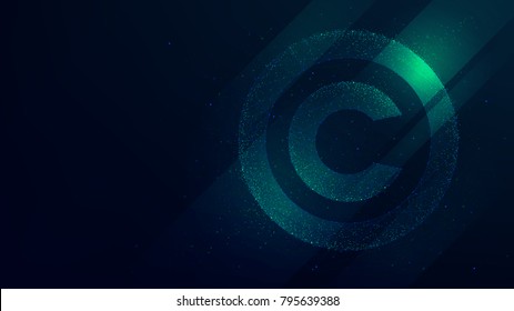 Copyright symbol, protection of intellectual property, future technology illustration