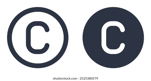 Copyright Symbol simple icons set designed in filled, outline, line and stroke style