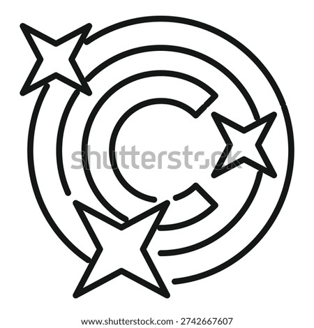 Copyright symbol with stars surrounding representing the concept of copyright law