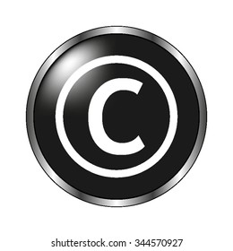 Copyright symbol - vector icon; black button
