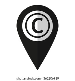 Copyright symbol - vector icon;  black map pointer